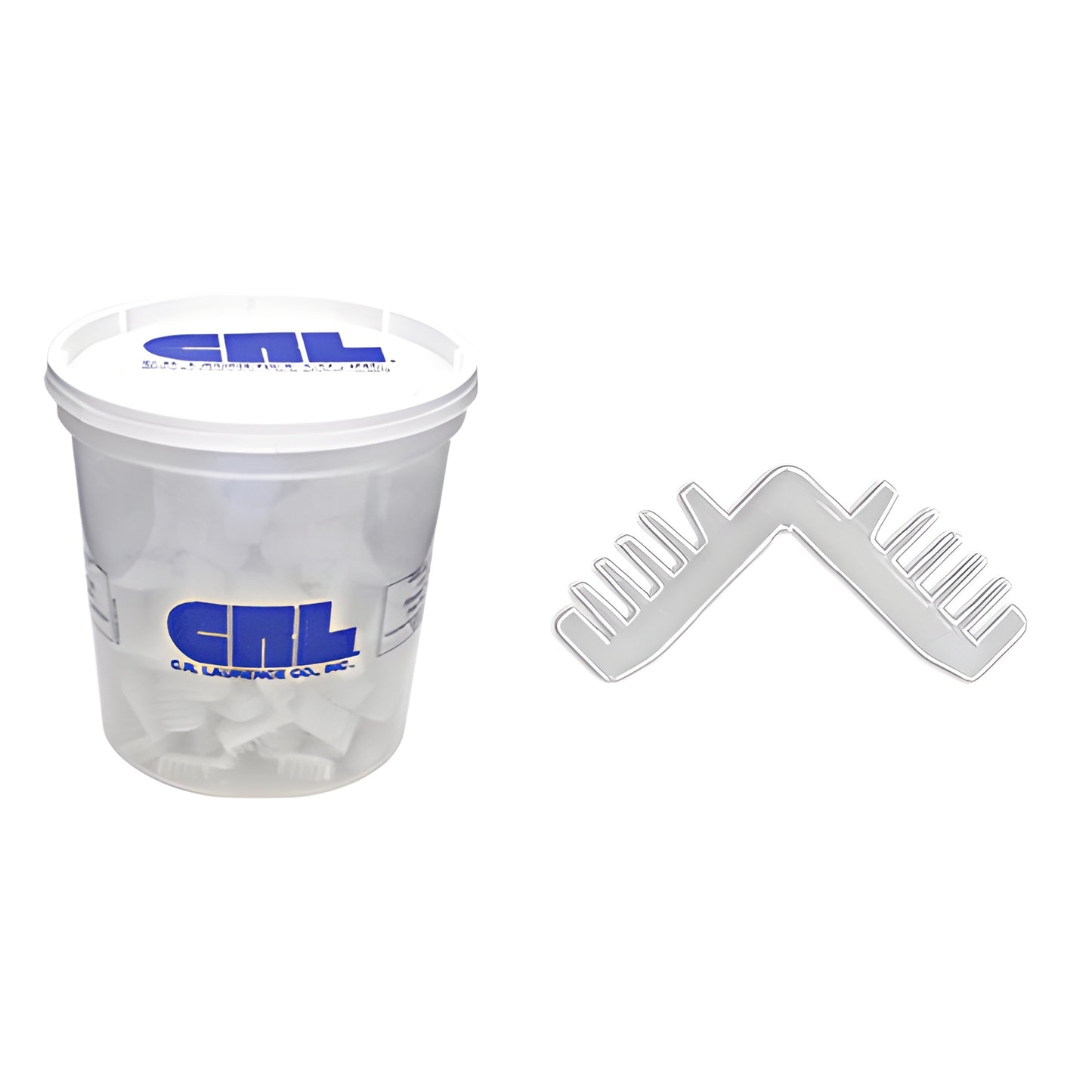 White nylon corner keys 5/8 with long fins in bucket pack, fits single-seal spacers - SKU 6271