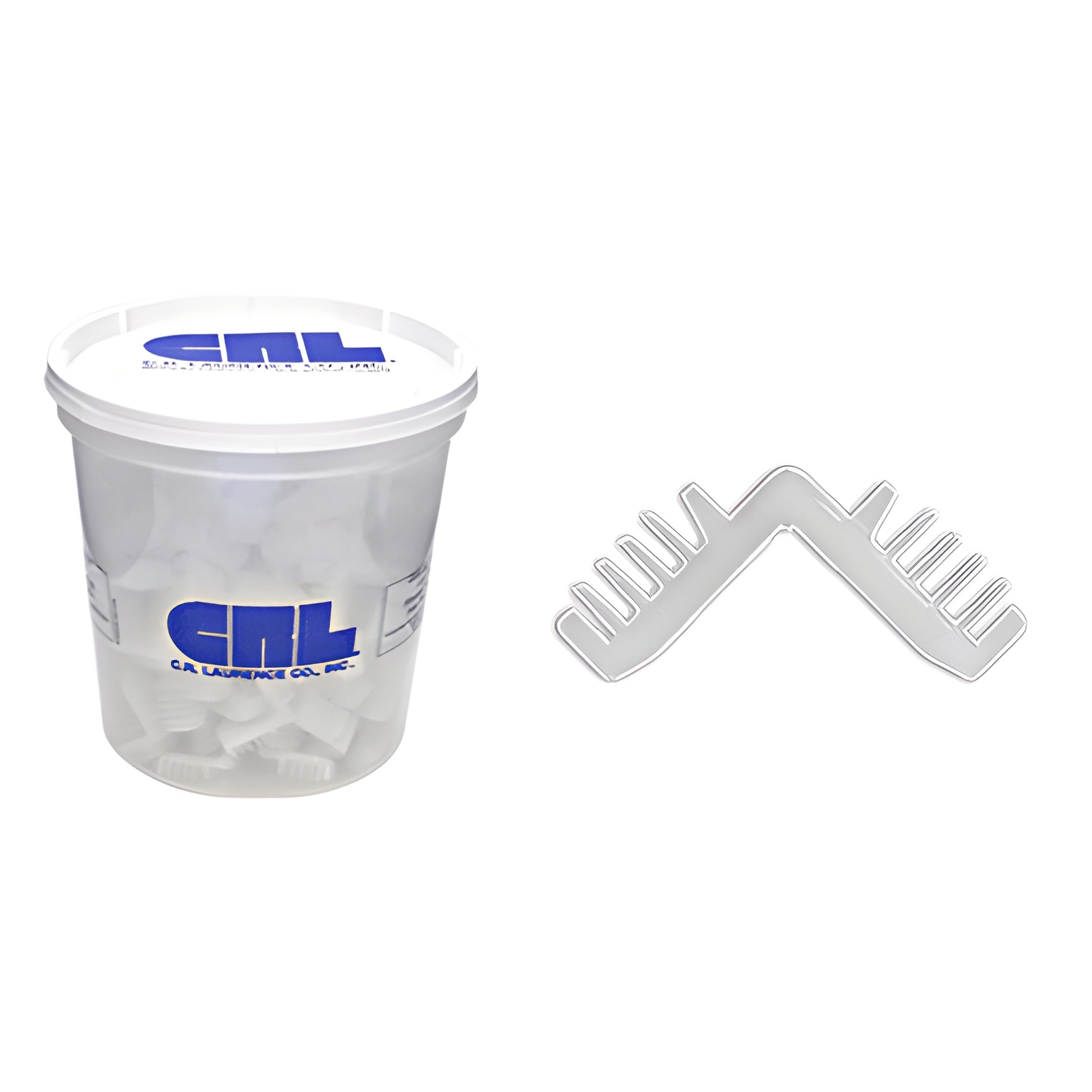 White nylon corner keys 5/8 with long fins in bucket pack, fits single-seal spacers - SKU 6271