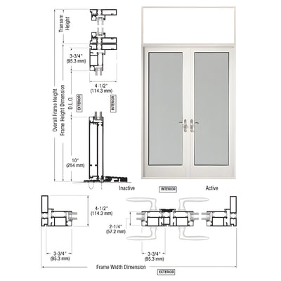 CRL-U.S. Aluminum 925 White Kynar® Swing-Out Patio Doors w/ Transom