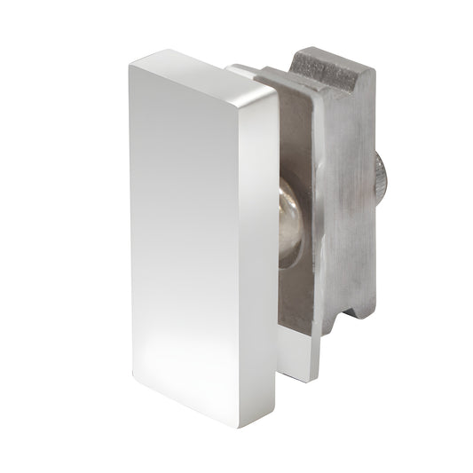 SER90PS polished stainless 90 wall-fitting connector for 8-10mm tempered glass with mounting block and screw.
