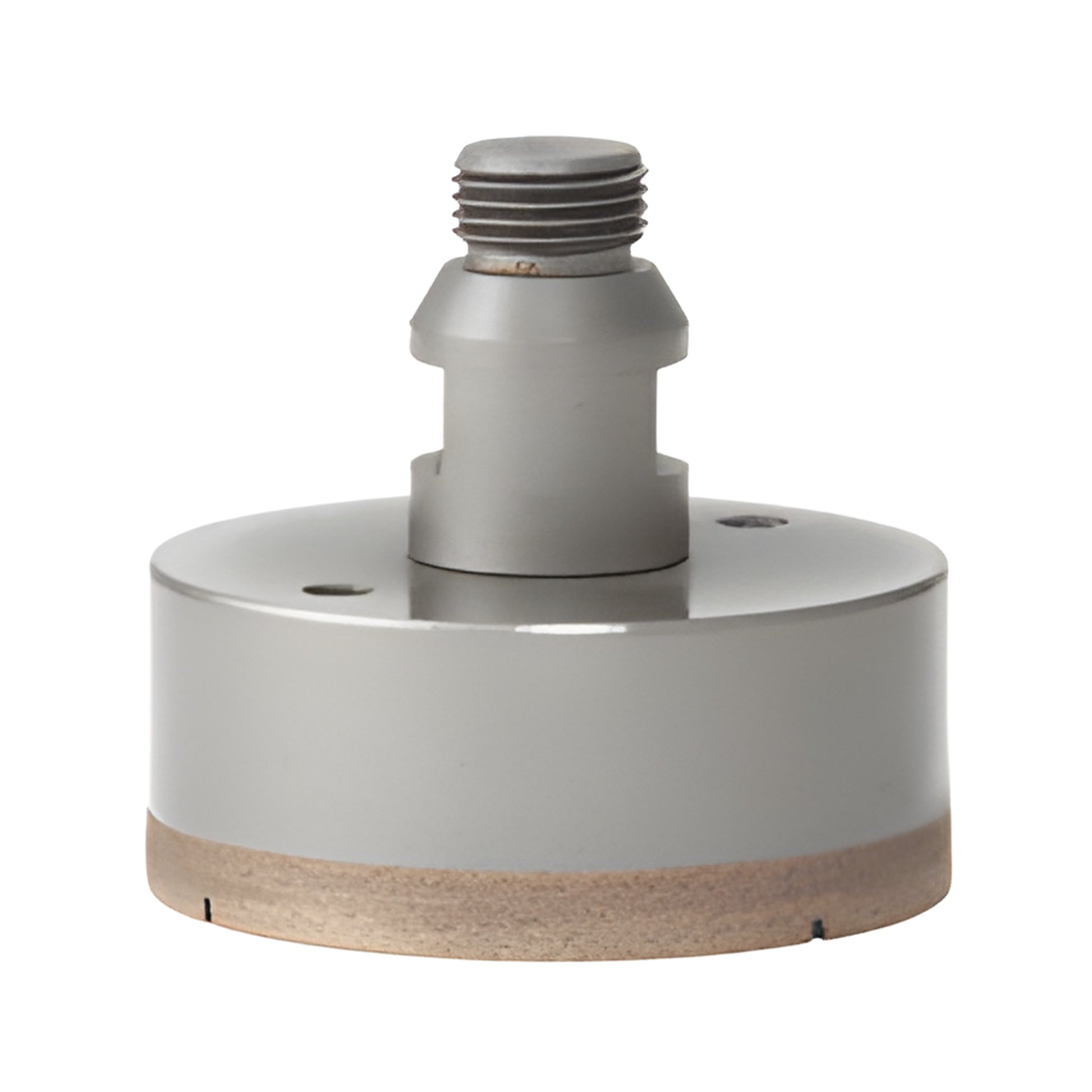 PDT314 metal-bond diamond glass drill, 3-1/4 in dia, Belgian-thread mount, gray body with diamond cutting rim