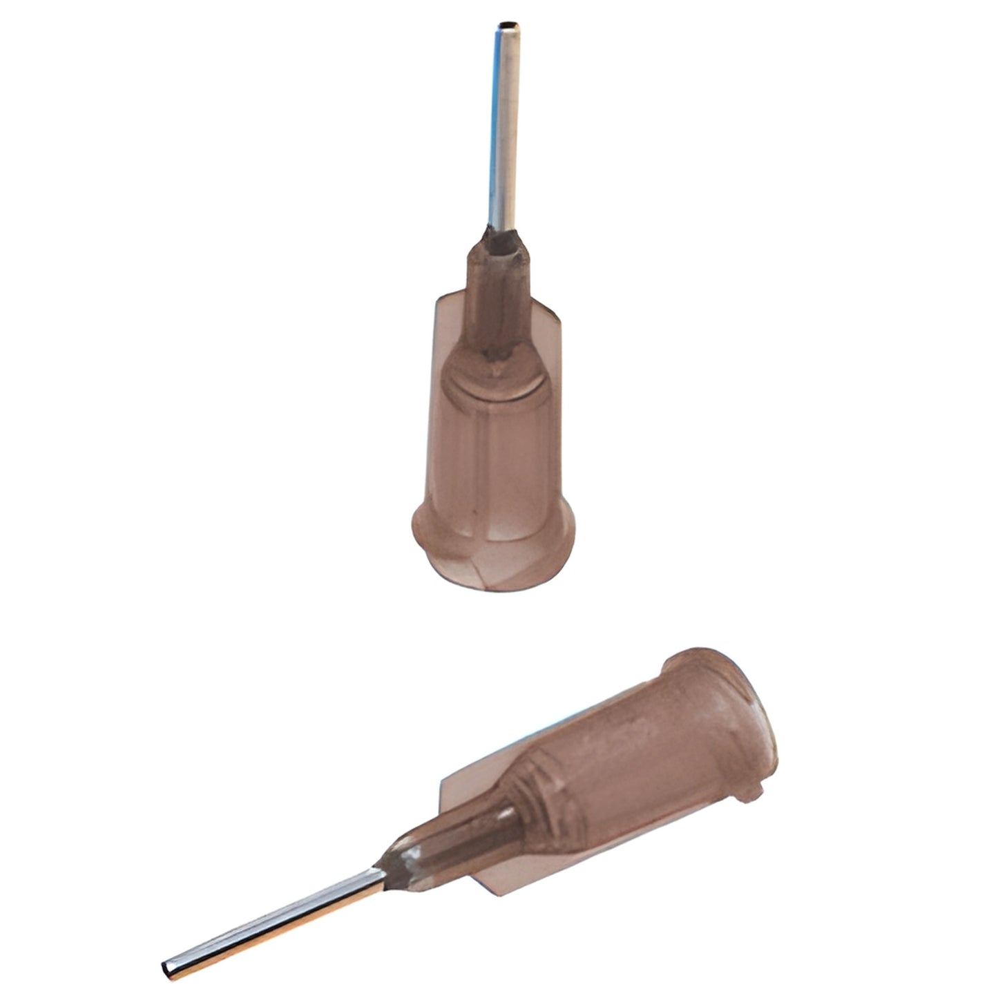 UVN85 dispensing needle, brown color-coded hub with 0.85mm stainless steel tip, two angles