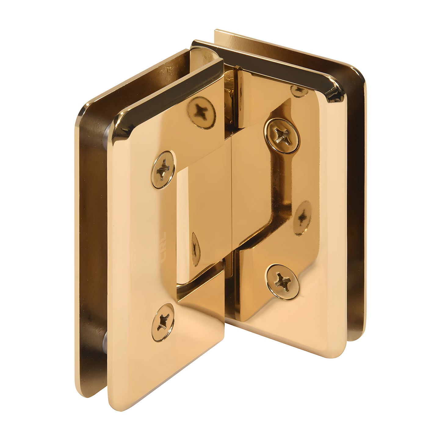 Cologne solid brass beveled shower hinge in French Gold, 90 glass-to-glass pivot (SKU: C0L092FG)