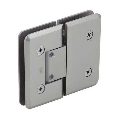 Brushed-nickel adjustable glass-to-glass shower hinge (Cologne series) for 10-12mm glass, self-centering