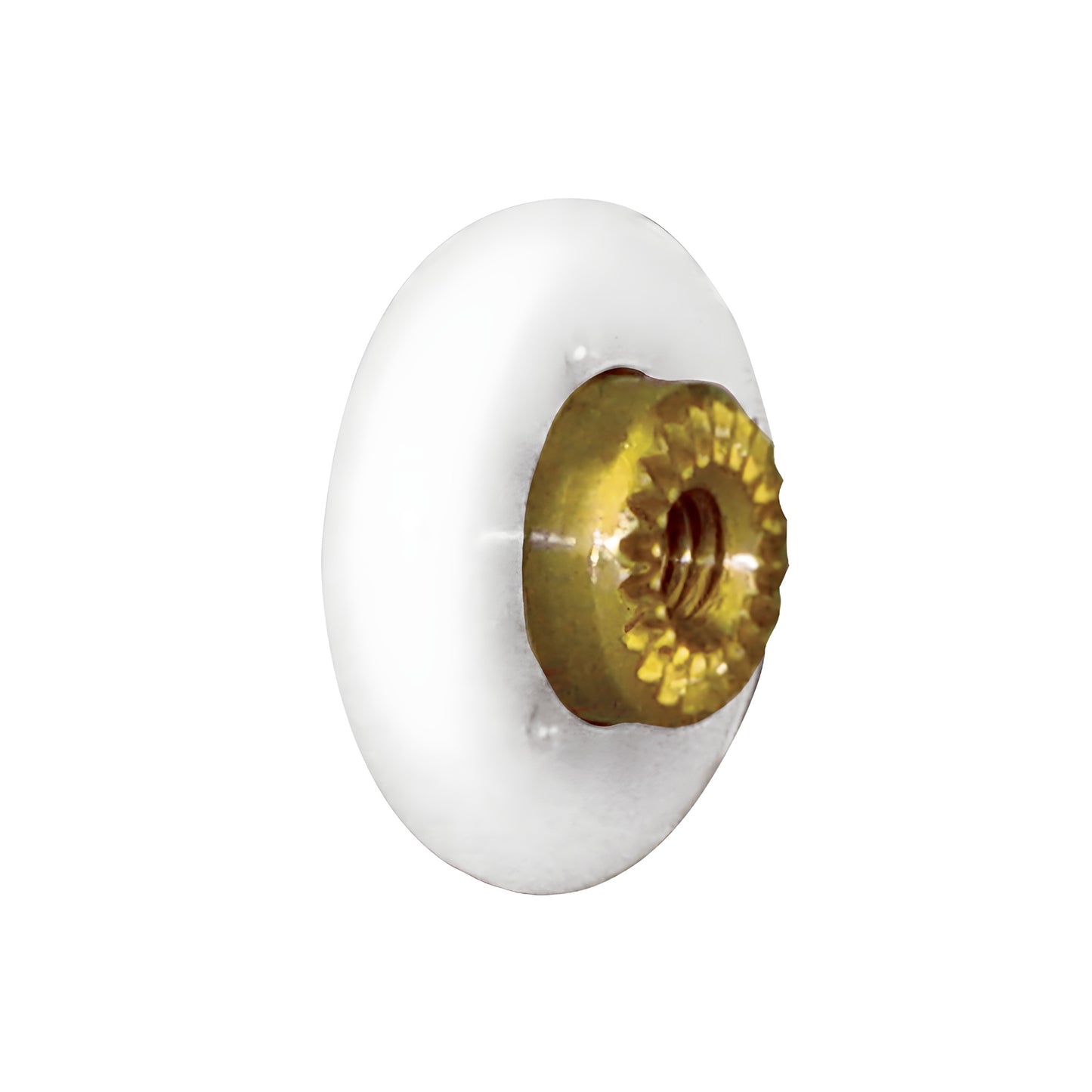 M6206 white 3/4" nylon shower door roller with brass 4.0x.70 threaded hex hub.