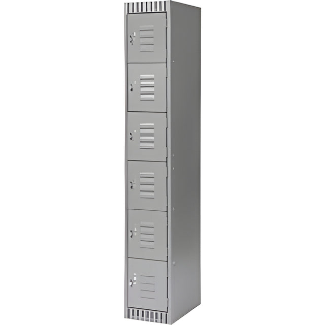 6 Tier Lockerettes, Bank of 1, 12"x 18"x 72", Grey