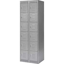 6 Tier Lockerettes, Bank of 2, 24"x 18"x 72", Grey- 1 Each
