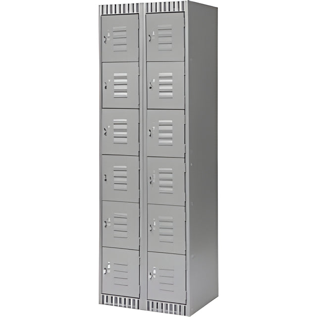 6 Tier Lockerettes, Bank of 2, 24"x 18"x 72", Grey