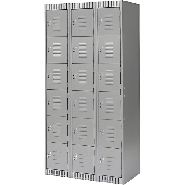 6 Tier Lockerettes, Bank of 3, 36"x 18"x 72", Grey
