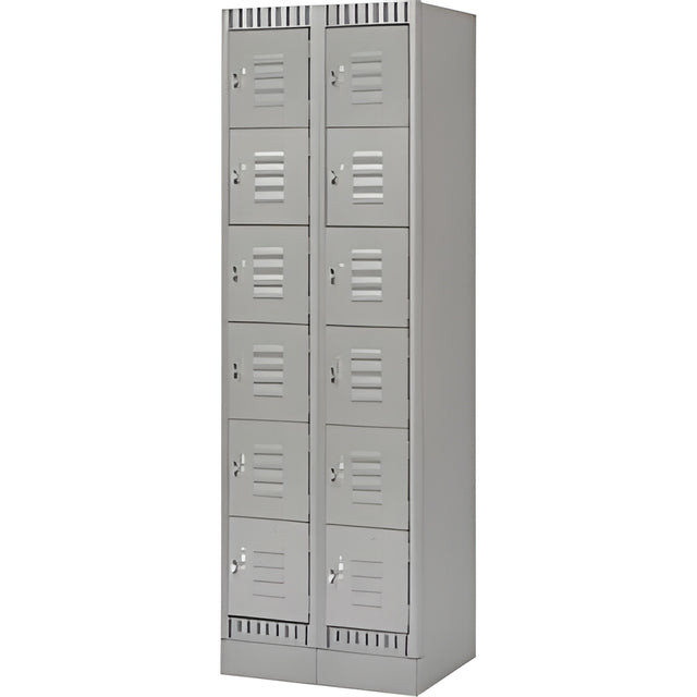 6 Tier Lockerettes with Recessed Base, Bank of 2, 24"x 18"x 76", Grey