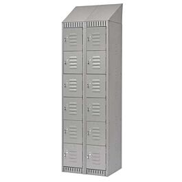 6 Tier Lockerettes with Slope Top, Bank of 2, 24"x 18"x 82", Grey- 1 Each