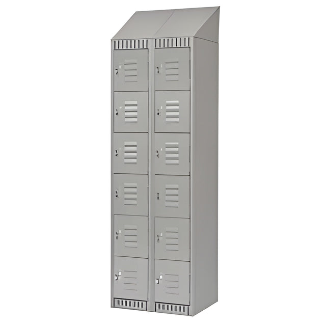 6 Tier Lockerettes with Slope Top, Bank of 2, 24"x 18"x 82", Grey