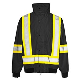 6 - in -1 Winter Traffic Jacket, 4" Reflective Tape, Black, Large- 1 Each