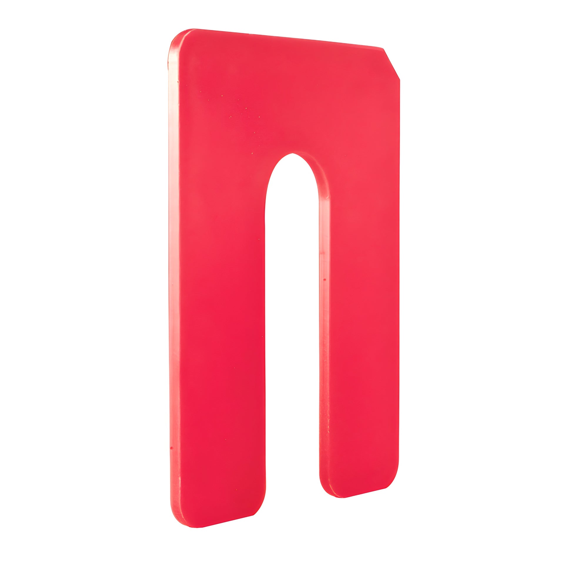 Red jumbo horseshoe shim 3 x 4 in (76 x 102 mm), high-impact styrene U-shaped leveling shim, SKU PHS38