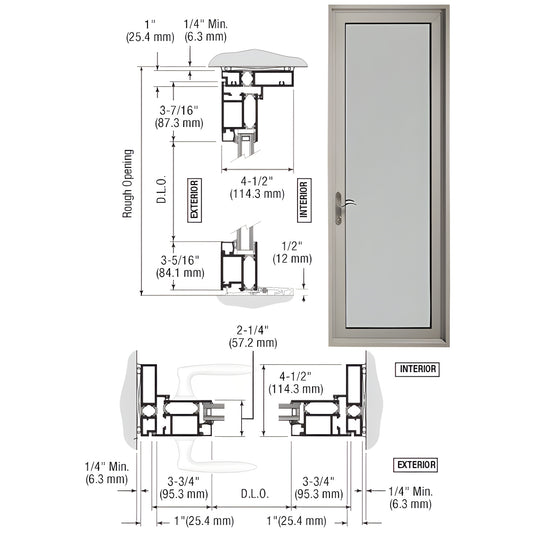 CRL Series 900 terrace door SKU 1D91511L0 - clear anodized single-pane glazed door with handle, five-knuckle hinges, preassem