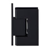 GEN044MBL matte black solid brass Geneva shower door hinge, wall-mount offset back plate for 8-12mm tempered glass.