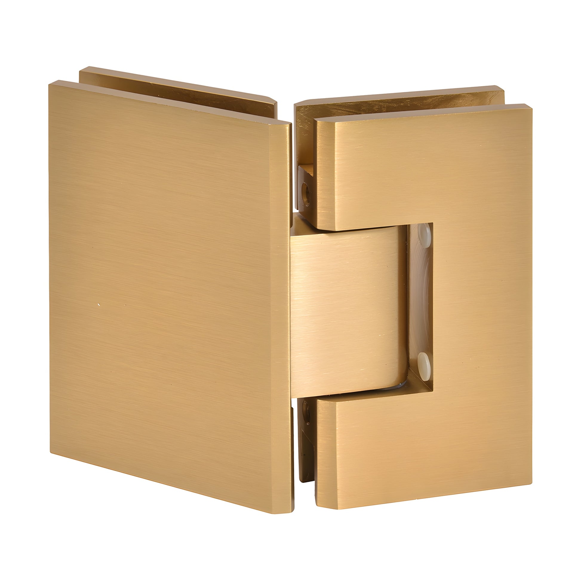 Vienna V1E045MG modern gold brass 135 glass-to-glass shower hinge, fits 3/8-1/2 in tempered glass