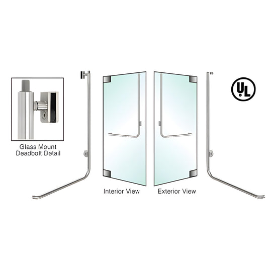 Polished stainless steel deadbolt glass-door pull with concealed vertical tube, right-hand, 1-1/4" diameter SKU DB100D1GKPS