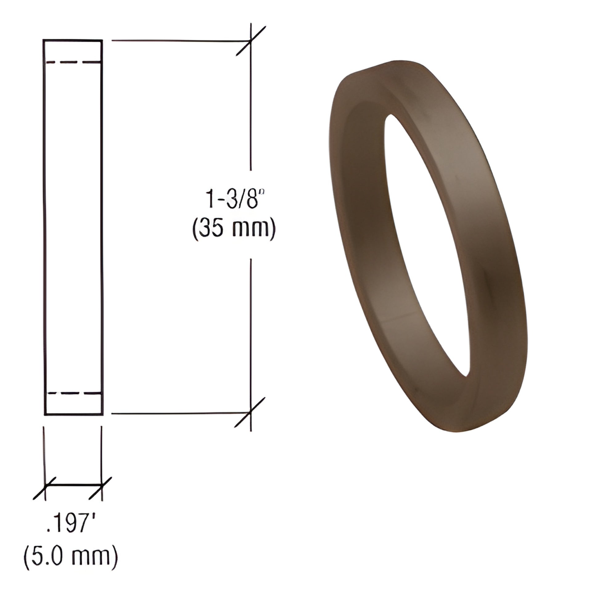 Dark bronze straight cylinder spacer ring, 1-3/8" (35mm) dia, 0.197" (5mm) thick - SKU DL2176DUB