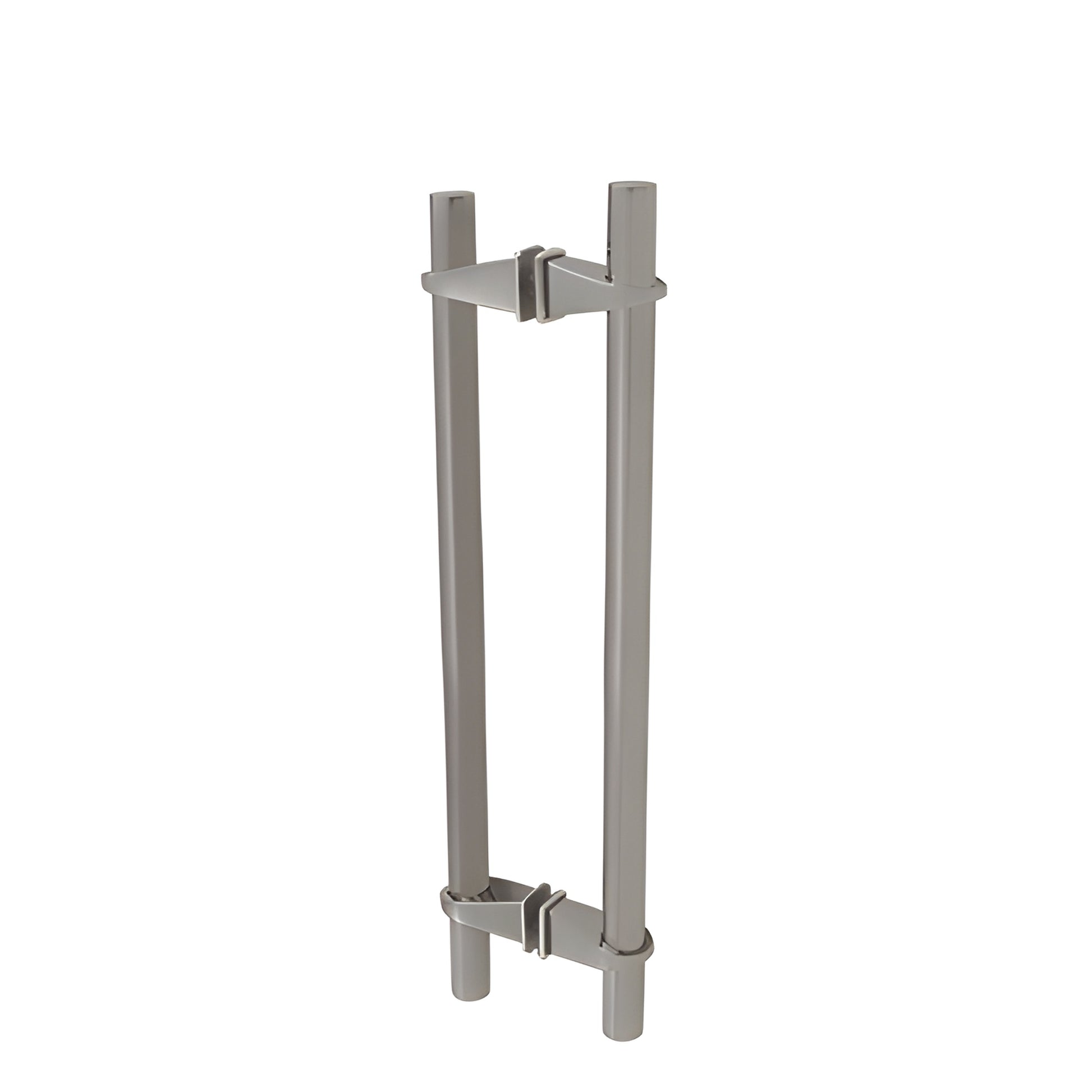 VPS122BS brushed stainless steel adjustable back-to-back glass door pull, dual long tubular handle for tempered glass