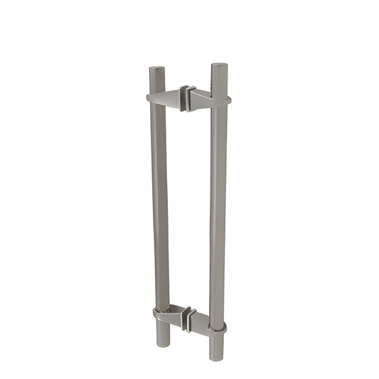 VPS122BS brushed stainless steel adjustable back-to-back glass door pull, dual long tubular handle for tempered glass