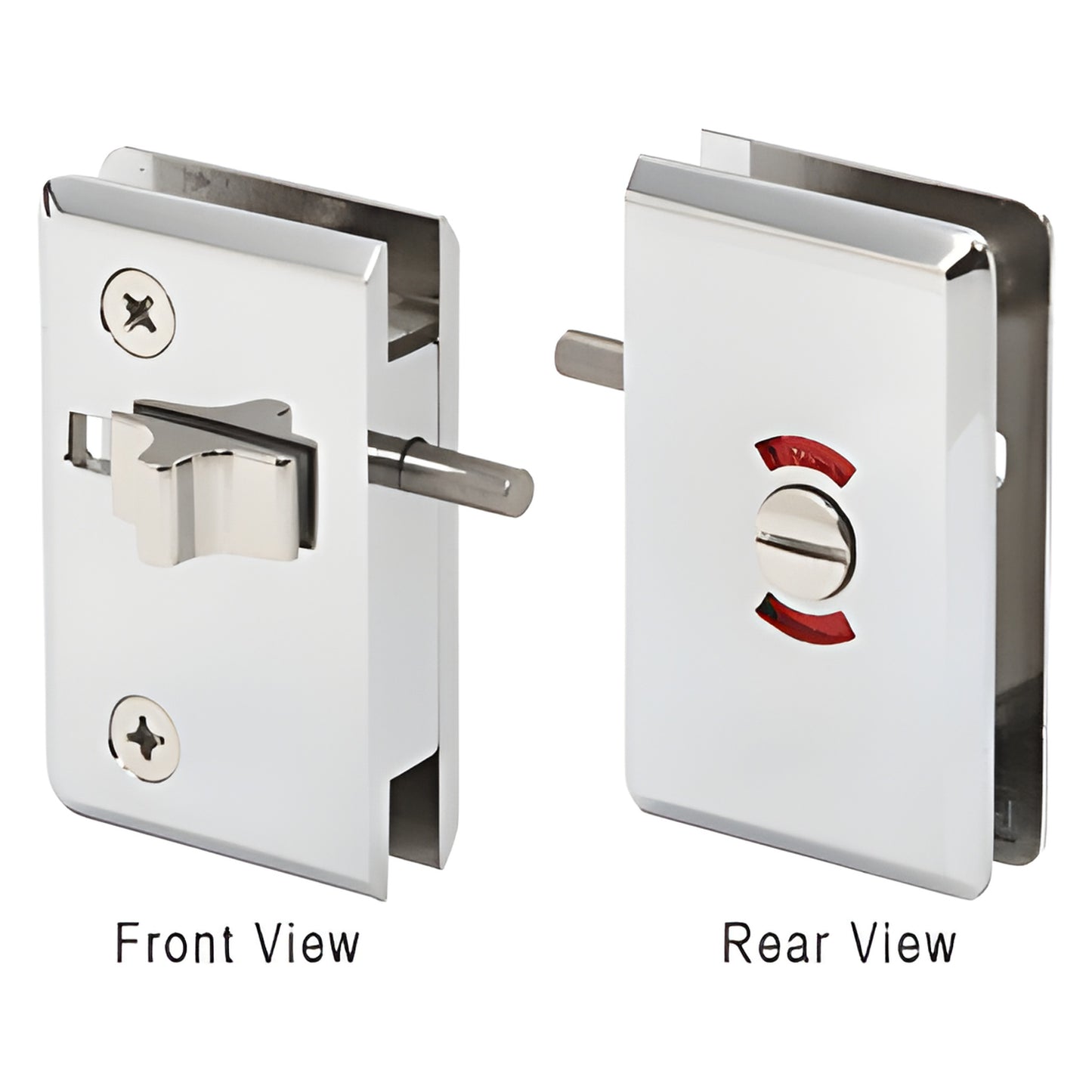 Pinnacle polished chrome slide-bolt glass door lock with red/blue occupancy indicator - P190SCACH, fits 3/8-1/2" glass.