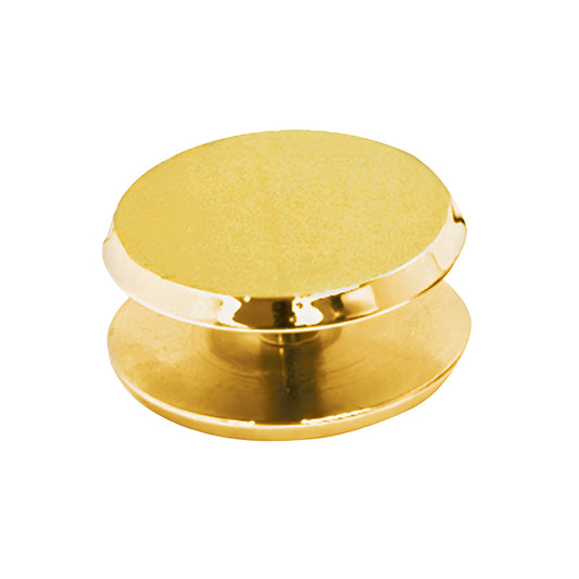 MC112BR polished brass mini mall front glass clamp, 1-1/2in round, for 3/8-1/2 in tempered glass