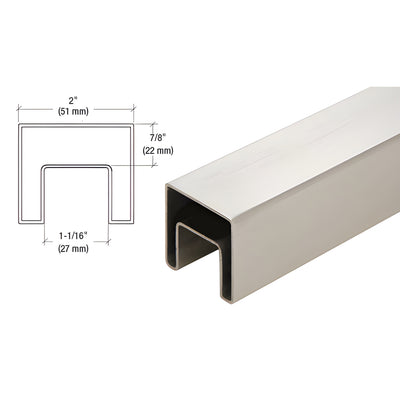 CRL 316 Stainless Steel 2" Square Roll-Formed Brushed Cap Rail 19'8"