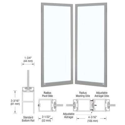 CRL-U.S. Aluminum Clear-Anodized Custom Narrow Stile Entry Door Pair