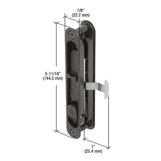 CRL Black Sliding Screen Door Latch with 5-11/16" Screw Holes for Secure Fit