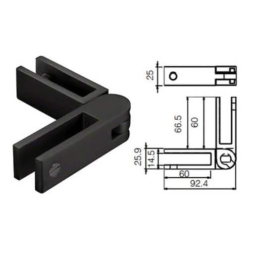Matt Black Adjustable Glass-to-Glass Bracing Clamp for Secure Glass Installations