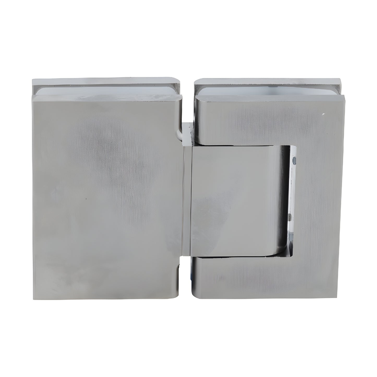 Satin nickel Oil Dynamic 180 glass-to-glass self-closing hinge SKU H8015BTSN for 8-14mm glass
