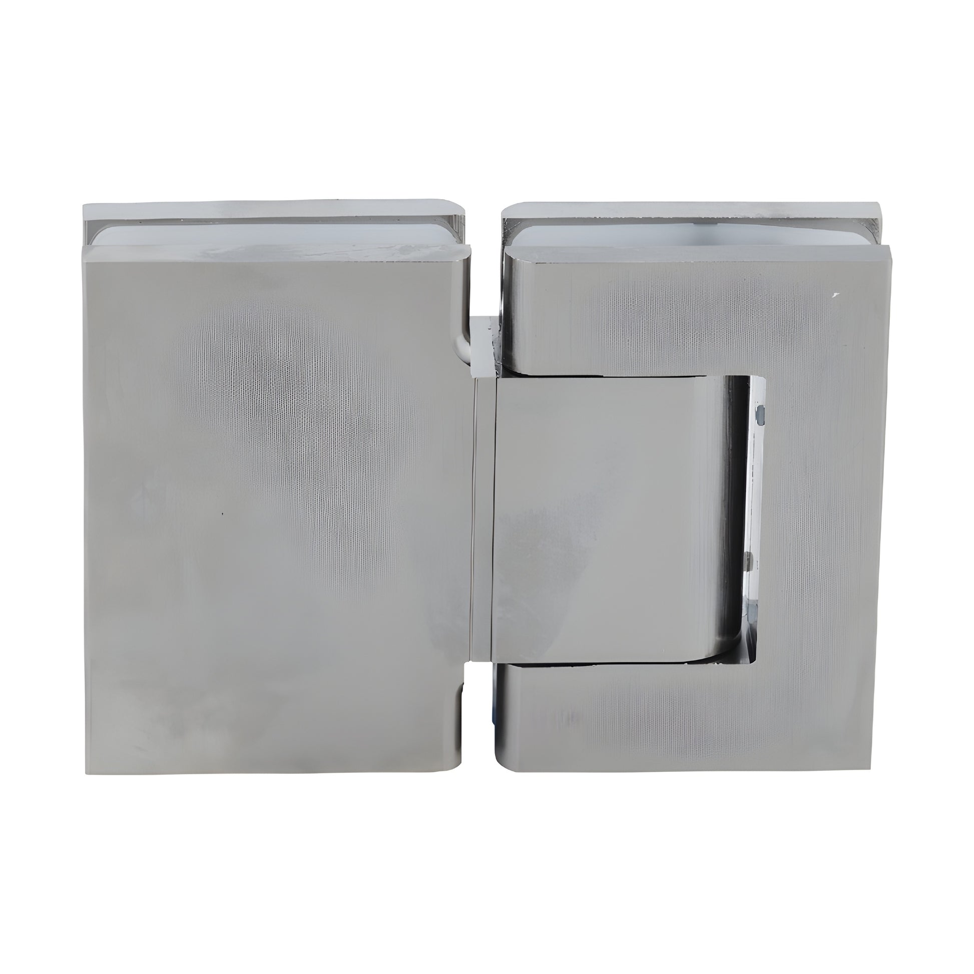 Satin nickel Oil Dynamic 180 glass-to-glass self-closing hinge SKU H8015BTSN for 8-14mm glass