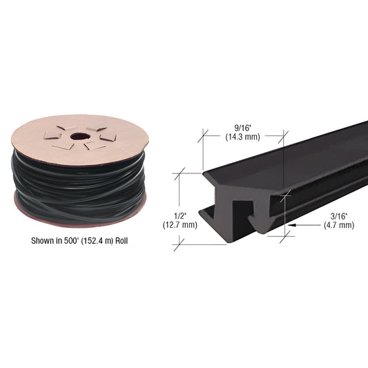 CRL GG38100 black dry-glaze push-in top-load glazing gasket, spool and profile, fits 3/8-5/8 in (10-16 mm) glass.