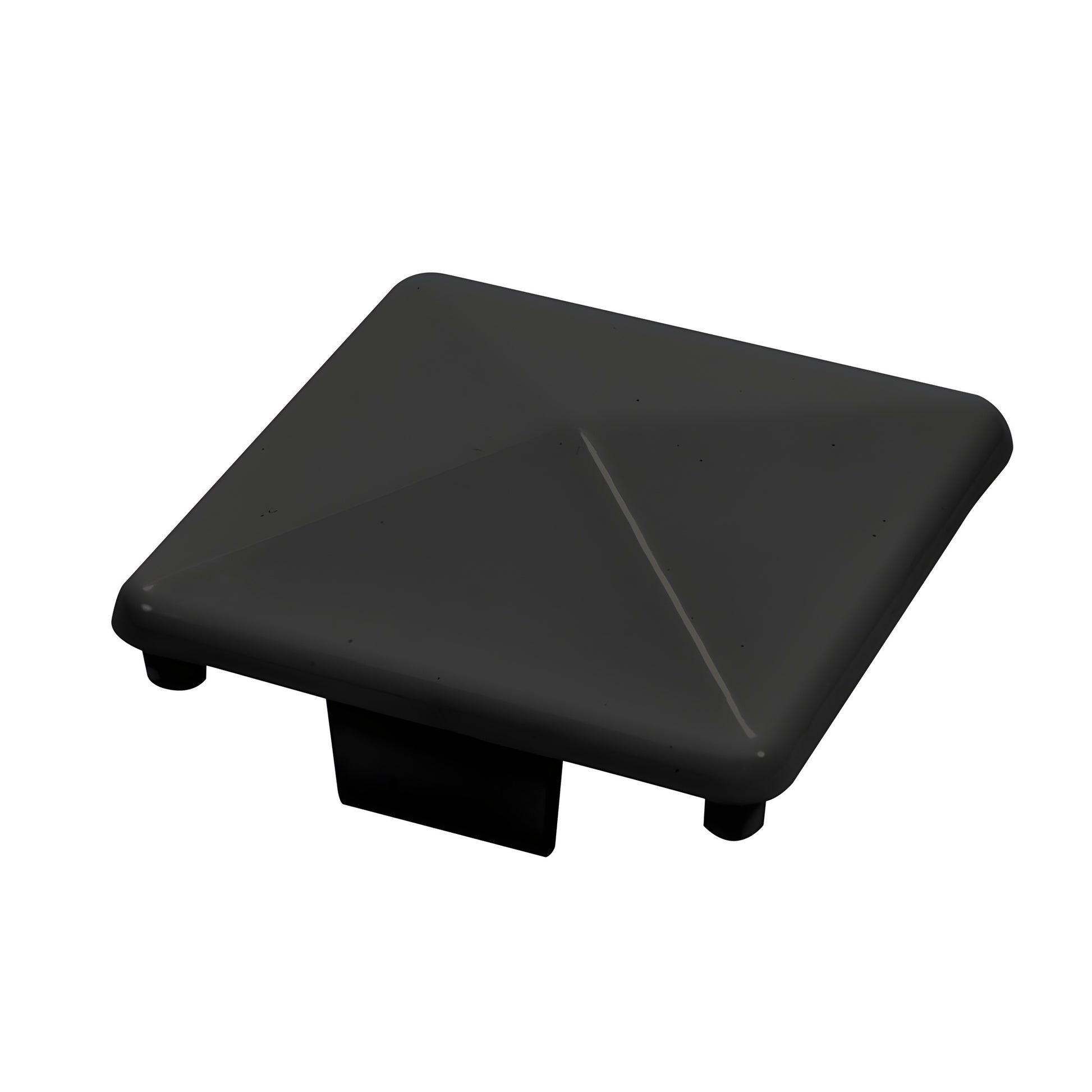 CRL 1100 Series matte black aluminum post cap (SKU PC1HBL), square pyramid top, slip-in design for glass railing posts