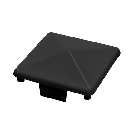 CRL 1100 Series matte black aluminum post cap (SKU PC1HBL), square pyramid top, slip-in design for glass railing posts