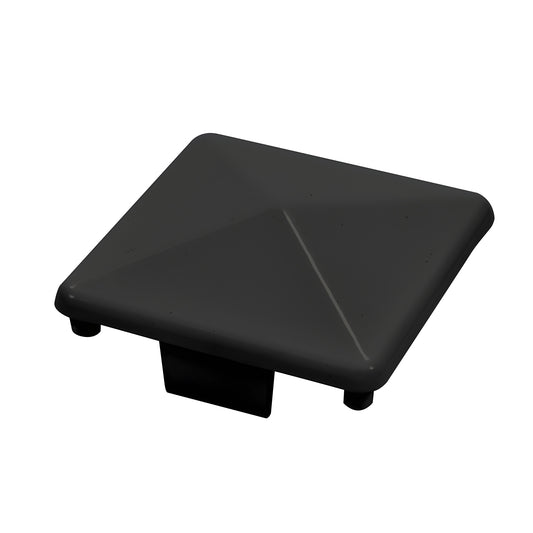 CRL 1100 Series matte black aluminum post cap (SKU PC1HBL), square pyramid top, slip-in design for glass railing posts