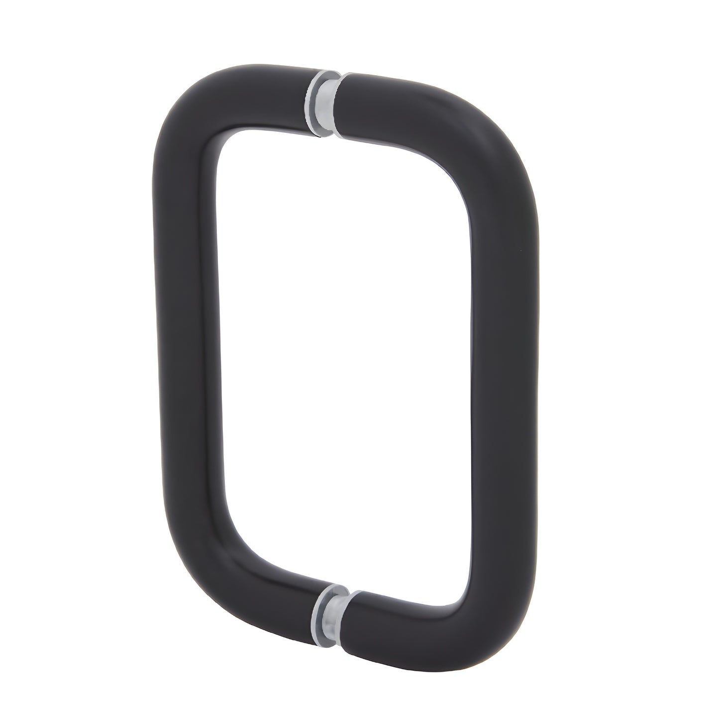 Matte black solid brass squared pull handle (BPD6MBL), 3/4 in dia, 6 in c c, fits 1/4-1/2 in glass, back-to-back