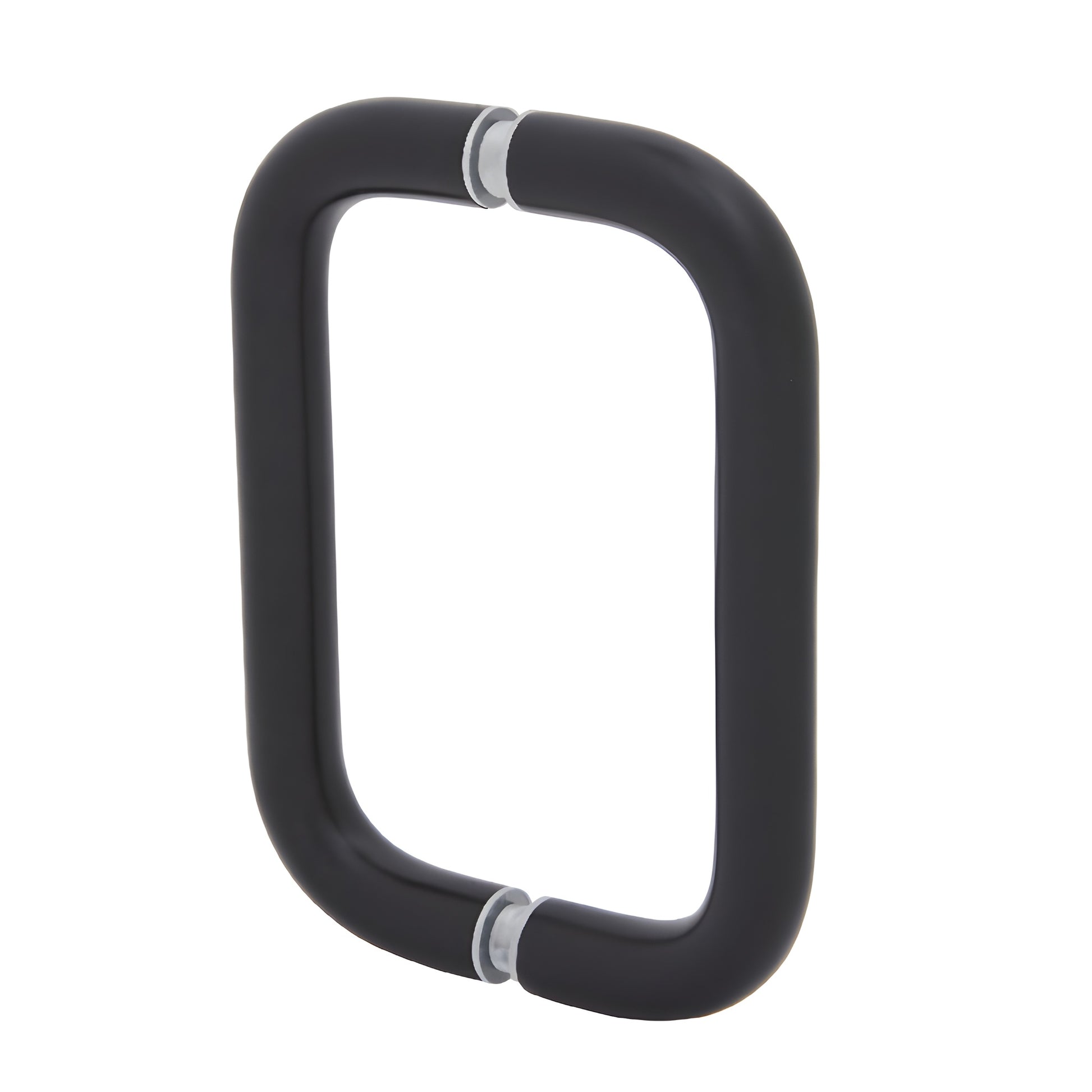 Matte black solid brass squared pull handle (BPD6MBL), 3/4 in dia, 6 in c c, fits 1/4-1/2 in glass, back-to-back