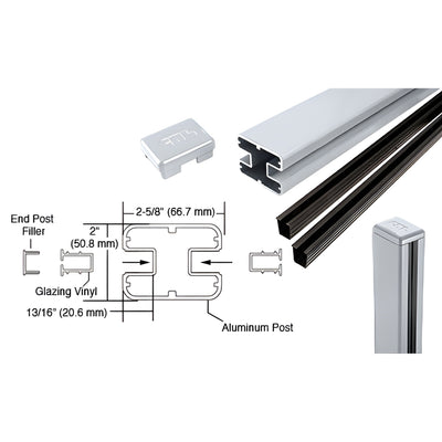 CRL AWS 36in 180 Rectangular Glass Door Center Post Kit 2x2-5/8in