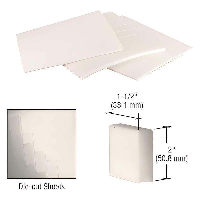 NSP14152 white super-duty foam shipping pads on die-cut sheets, 1-1/2" x 2" x 1/4", pressure-sensitive adhesive