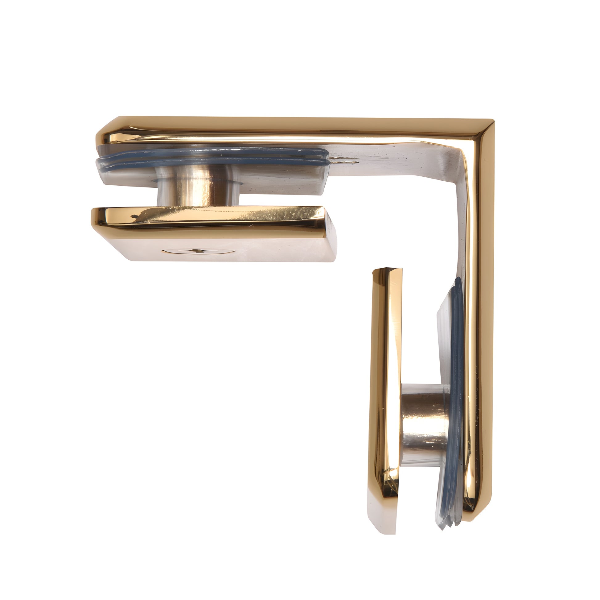 BGC90FG French Gold beveled brass 90 glass-to-glass clamp for 3/8-1/2" (10-12mm) frameless shower panels