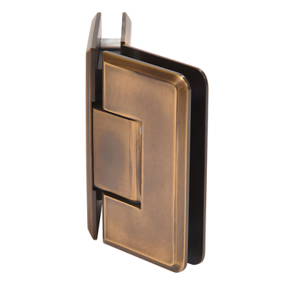 Cologne 135 glass-to-glass shower hinge in vintage brass, beveled solid brass finish - SKU C0L045VBR
