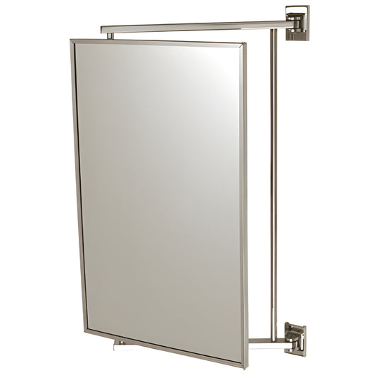 PV14CH chrome double-hinged pivot wall mirror, 22 14 in, adjustable arms for hands-free viewing