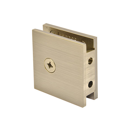 Brushed bronze solid brass square wall-mount glass clamp for 3/8-1/2" glass, SKU SGCU1BBRZ