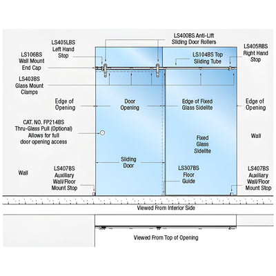 CRL 316 Brushed Stainless Laguna Series Glass Mount Single Slider Kit