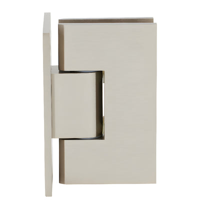 CRL Victoria VCT037BN brushed nickel solid brass frameless shower door hinge, wall-mount, self-centering.