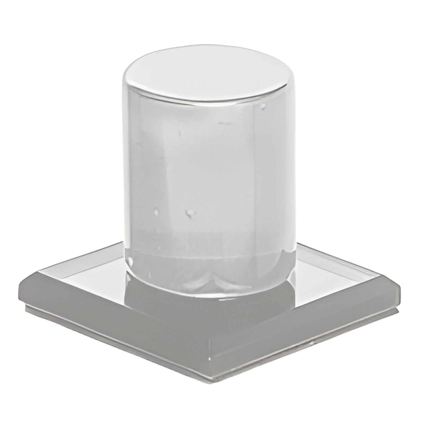 MKC1 clear acrylic satin bevel 1 in. peel and stick mirror knob on square base for sliding cabinet doors