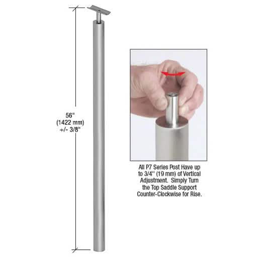 CRL Brushed Stainless 56" P7 Series 180° Blank Post for sleek, modern railing systems.