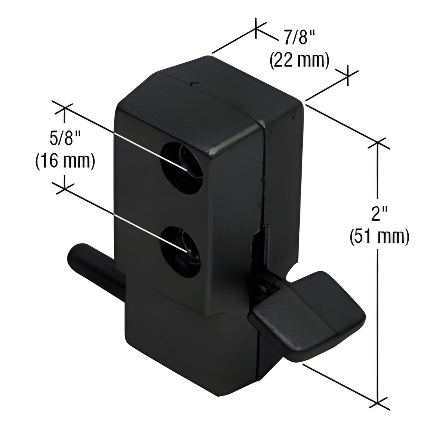 Black die-cast CRL step-on patio door lock S4041 with 7/32" steel pin, 7/8" throw, 2" tall threshold foot latch